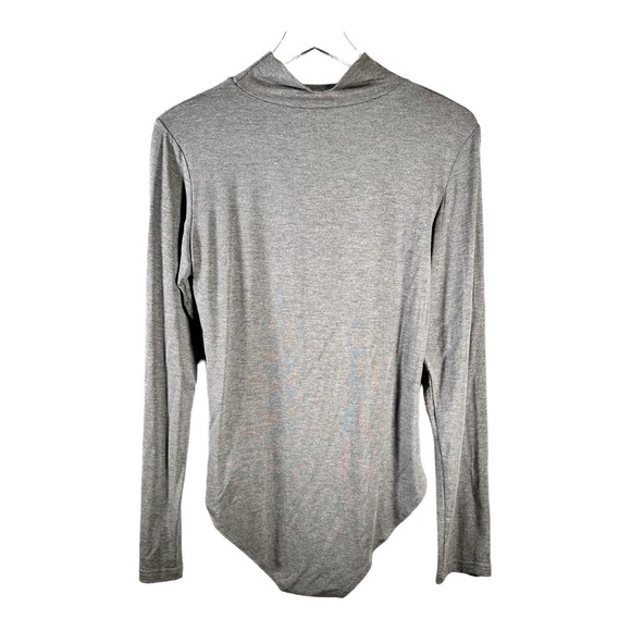 MangoPop Turtle Neck Long Sleeve Bodysuit Top Heather Grey Size XL - Picture 4 of 11